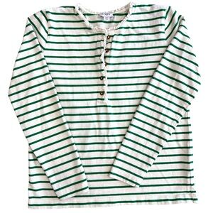 J.Crew | Breton Stripe Ruffle Henley | Long Sleeve 100% Cotton Top XS